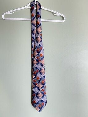 Gant 100% Pure Silk Tie Geometric Maple Leaf Italian Artdeco Academia Old Money